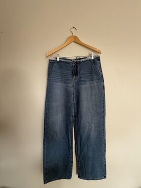 Fashion Nova Raw Hem Wide Leg Jeans | High Rise | Medium Wash | Size 7 | NWT